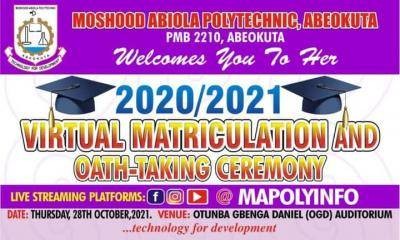 MAPOLY set to hold virtual matriculation and oath-taking ceremony, 2020/2021
