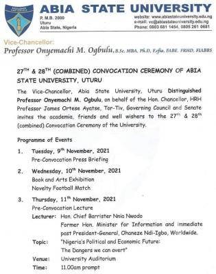 ABSU 27th & 28th Combined Convocation Ceremony