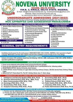 Novena University Post-UTME 2021: eligibility and registration details