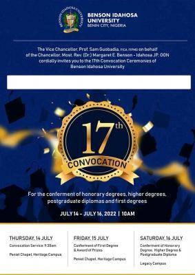 Benson Idahosa University announces 17th convocation ceremony