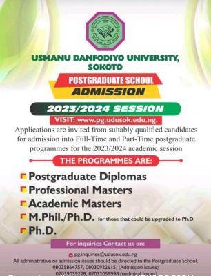 UDUSOK Postgraduate Admission Form, 2023/2024 - Myschool