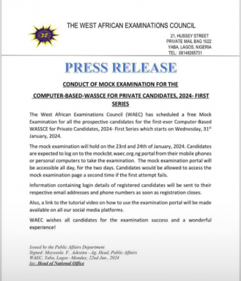 WAEC Opens Mock CBT Portal For 2024 GCE Candidates 1st Series Test   6H8p8i8VLCNXvTXfSkj6pTdXiEMFLqUHkrrQBvMv 