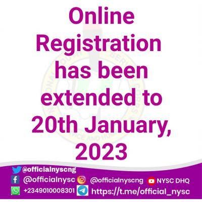 NYSC 2023 Batch A stream I registration extends to Jan 20th