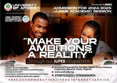 University Of Africa Toru-Orua JUPEB Admission Form For 2024/2025 Session - Myschool