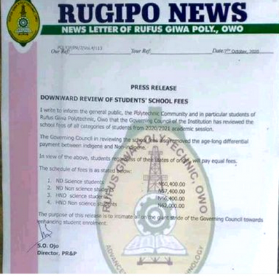 RUGIPO announces reduction in school fees