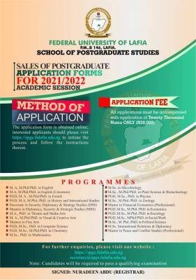 FULAFIA Postgraduate Admission Form, 2021/2022 - Myschool