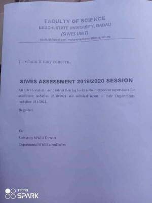 BASUG notice to SIWES students on submission of logbook