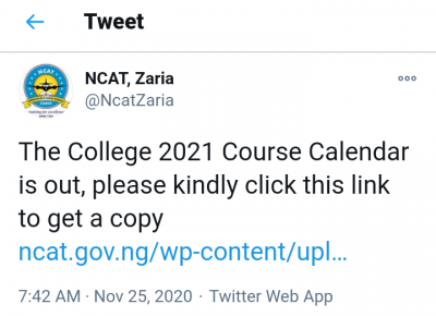 Nigeria College Of Aviation Calendar