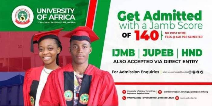 University of Africa, Toru-Orua Admission form for 2022/23 session ...