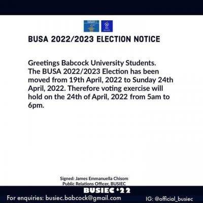 BUSA reschedules elections date