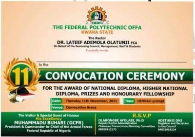 Fed Poly, Offa announces 11th Convocation Ceremony