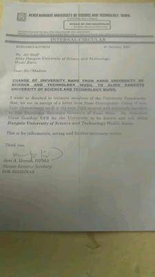 KUST Wudil changes to Aliko Dangote University of Science and Technology