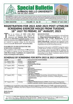 ABU Post-UTME/DE 2022 & 2023: Cut-off Mark, Eligibility And ...