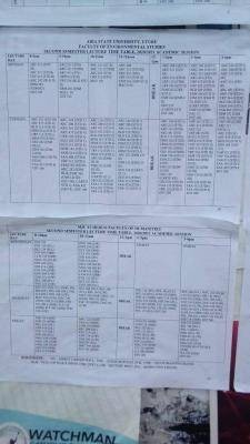ABSU 2nd semester lectures timetable, 2020/2021
