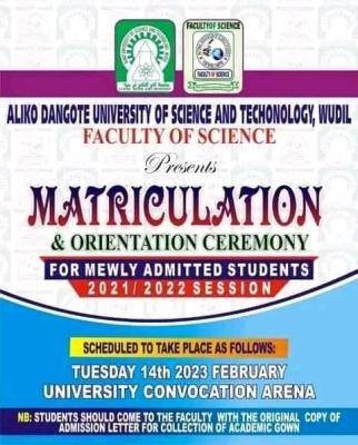 Aliko Dangote University Of Science & Technology Matriculation Ceremony ...