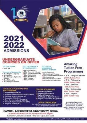 Samuel Adegboyega University Post-UTME 2021: Eligibility and Registration Details