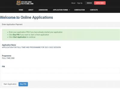 KENPOLY HND Admission Form For 2021/2022 Session - Myschool