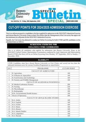 BUK Post-UTME/DE 2024: Cut-off mark, Eligibility and Registration ...