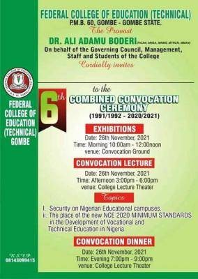 FCE (T), Gombe announces 6th Convocation Ceremony