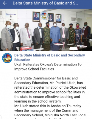 Delta State reiterates Okowa's determination to improve school ...