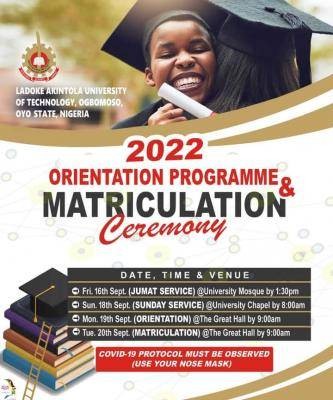 LAUTECH orientation and matriculation programs, 2021/2022