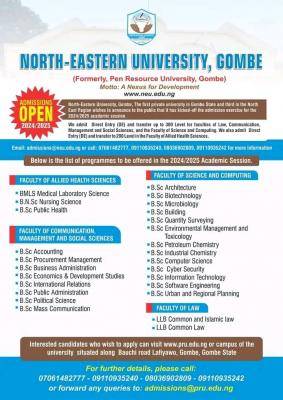 North-Eastern University Post-UTME 2024: Eligibility and Registration details