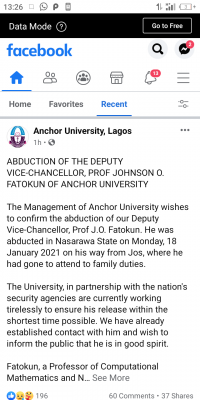 Anchor University Deputy Vice-chancellor abducted