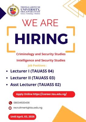 Thomas Adewumi University announces academic job vacancies