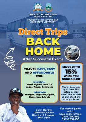 NDU SUG announces discounted Interstate & Intrastate Trips for Students