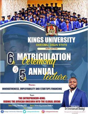 Kings University announces 6th matriculation ceremony & 5th annual lecture