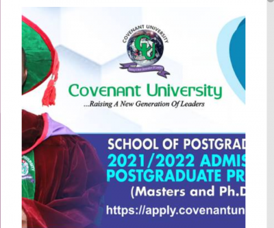 Covenant University postgraduate admission for 2021/2022 session