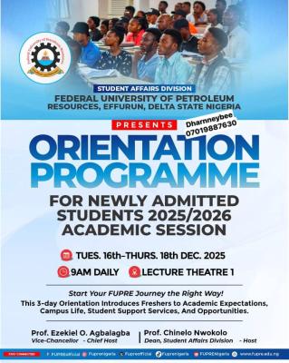FUPRE announces 2025 freshers' orientation exercise