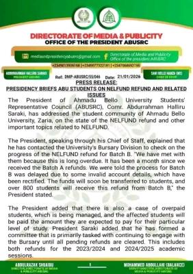 ABU Students Council notice to students on NELFUND issues