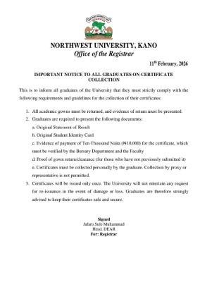 Northwest University update on certificate collection