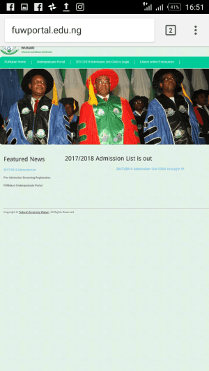 FUWukari 2017/2018 Admission List Released