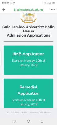Sule Lamido University IJMB & Remedial admission form for 2021/2022 session