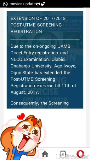 OOU Admission Screening Date and Registration Deadline For 2017 Postponed