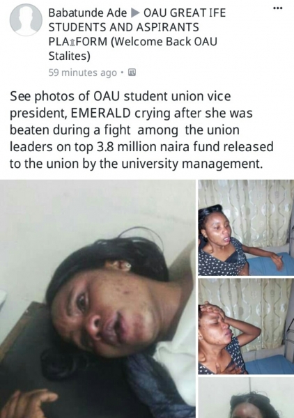 OAU SUG Vice President Crying After Her Union Got Into A Fight Over N3.8 million.