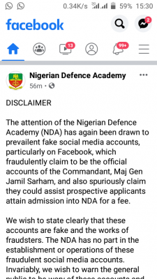 NDA issues disclaimer notice