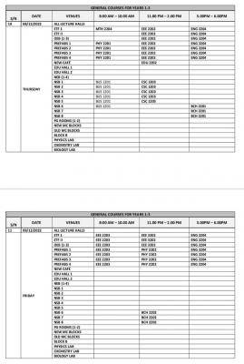 CRUTECH 2nd semester examination timetable, 2020/2021