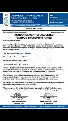 UNILORIN update on adjusted campus