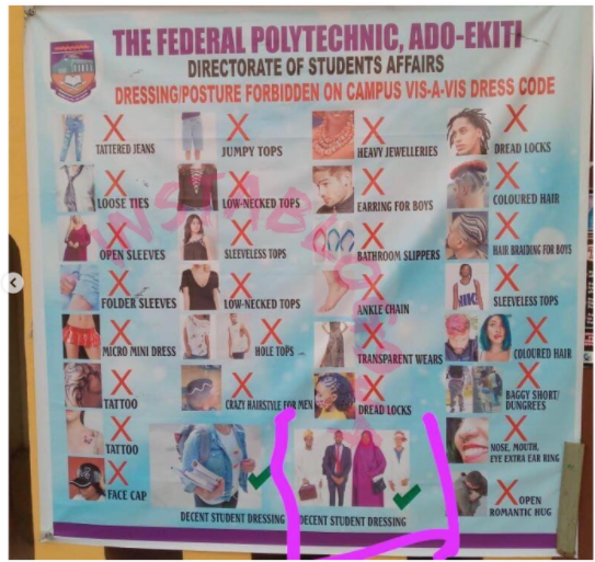 Fedpoly Ado releases new dress code for students. Bans colored hair, tattoos, face cap