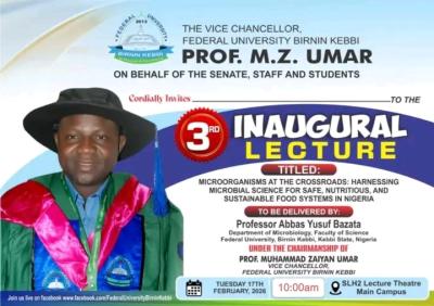 FUBK Adjusts 3rd Inaugural Lecture Time
