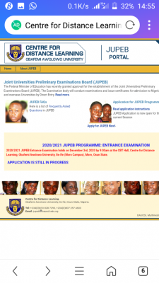 OAU JUPEB entrance exam date for 2020/2021 session