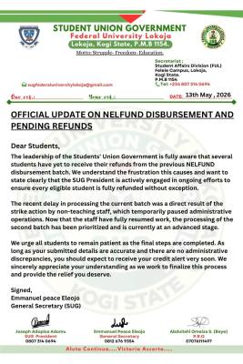 FULOKOJA SUG Gives Update on NELFUND Disbursement, Pending Refunds