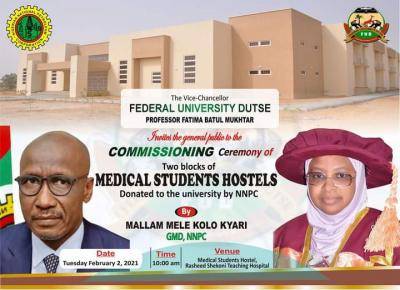 NNPC donates two hostels to FUDutse medical students
