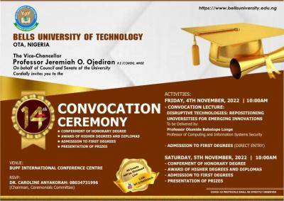 Bells University of Technology activities for 14th Convocation Ceremony