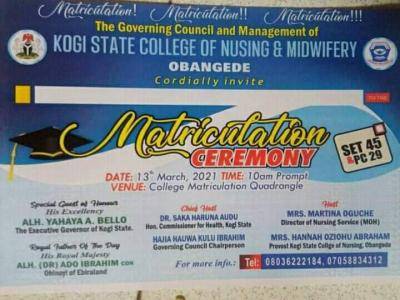 Kogi State college of Nursing and Midwifery Matriculation Ceremony