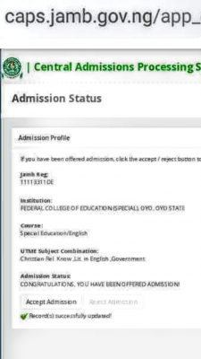 FCE (S) Oyo admission list, 2021/2022 out on JAMB CAPS
