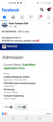 Nekede Poly ND Regular admission List, 2020/2021 now on the school's portal